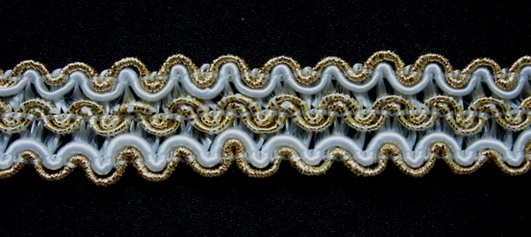 GB86 5/8" Metallic Trim Corded Braided Gimp Edge Gold Cream 10y GB86 5/8" Metallic Trim Corded Braided Gimp Edge Gold Cream 10y