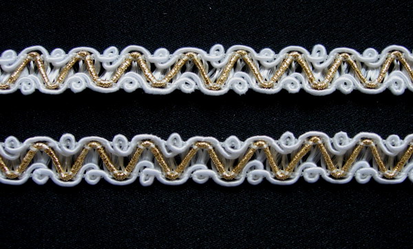 GB87 3/8" Gold Cream Trim Woven Corded Braided Gimp 10y