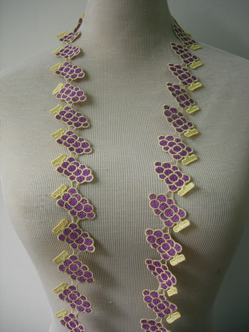 OT116 1.5" Purple Grape Fruite Venise Venice Lace Edge 1y OT116 1.5" Purple Grape Fruite Venise Venice Lace Edge 1y