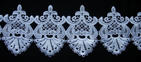 OT37 Renaissance French Fleur De Lis Venise Venice Lace White 1y - Click Image to Close