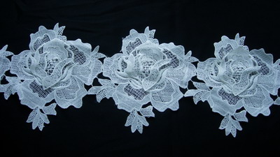 OT56 7" Wide Floral Rose Peony Lace Venise Venice Cream 1y OT56 7" Wide Floral Rose Peony Lace Venise Venice Cream 1y