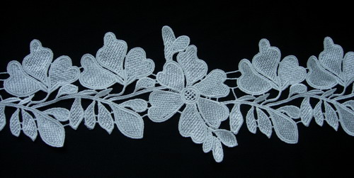 OT89 5" Leaves Leaf Venise Venice Lace Edge Cream 1yard