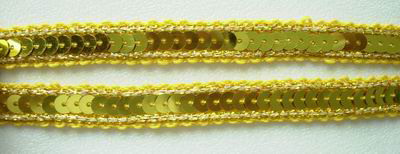 ST01 1/2" Gold Sequin Trim Gimp Braid Lace 10yds