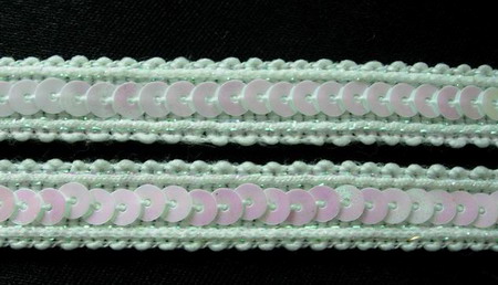 ST05 1/2" White Iris Sequin Trim Gimp Braid Lace 10yds ST05 1/2" White Iris Sequin Trim Gimp Braid Lace 10yds