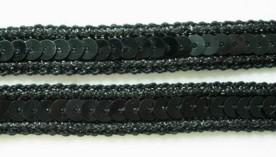 ST08 1/2" Black Iris Sequin Trim Gimp Braid Lace 10yds ST08 1/2" Black Iris Sequin Trim Gimp Braid Lace 10yds