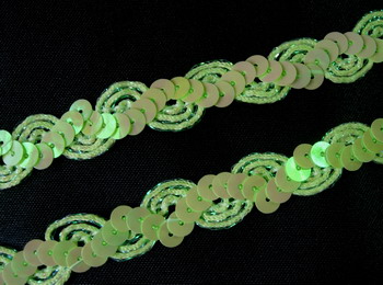 ST18 1/2" WAVE Style Sequin Trim Gimp Braid Lace Green Iris 10yd ST18 1/2" WAVE Style Sequin Trim Gimp Braid Lace Green Iris 10yd