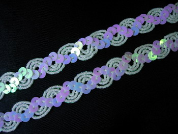 ST20 1/2" WAVE Style Sequin Trim Gimp Braid Lace White Iris 10yd ST20 1/2" WAVE Style Sequin Trim Gimp Braid Lace White Iris 10yd
