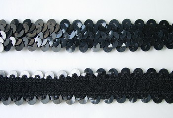 TC01 Stretch Sequins 2-Row 7/8" Black TC01 Stretch Sequins 2-Row 7/8" Black
