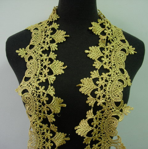 TL123 5" Classic Vintage Floral Metallic Trim Lace Edge Gold 1y