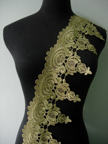 TL158 5" Victorian Vintage Floral Metallic Trim Lace L.Gold 1Y - Click Image to Close