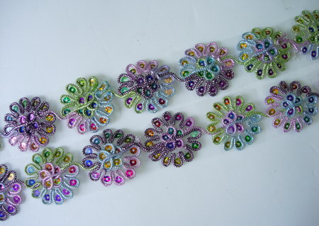 TL28 Rainbow Cord Hologram Sequin Flowers Lace Venice