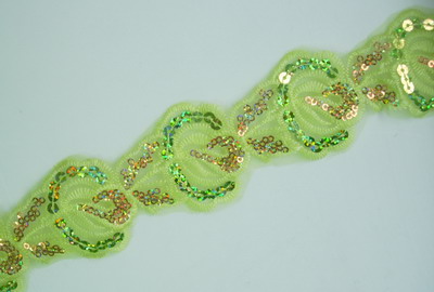 TL71 Lime Rose Flower Sequins Trim Lace 14yds CLEARANCE SALE - Click Image to Close