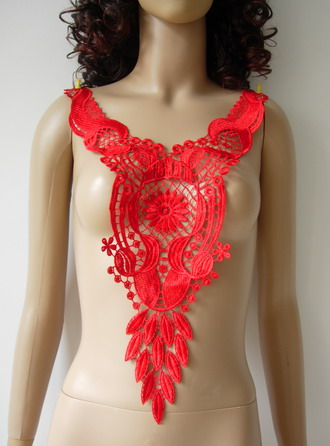 VY67-3 Stylist Floral Bodice Lace Venise Venice Applique Red