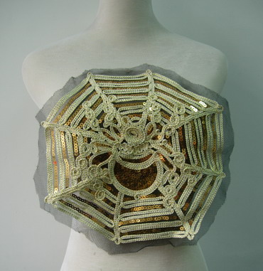 VB25 Spider Web Corded Sequin Netting Applique Bodice Motif VB25 Spider Web Corded Sequin Netting Applique Bodice Motif