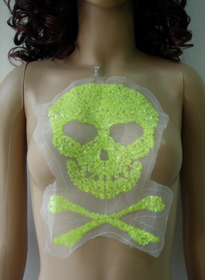 VB27 Punk Skull Sequin Netting Bodice Applique Summer Dress VB27 Punk Skull Sequin Netting Bodice Applique Summer Dress