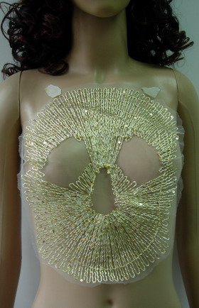 VB32 Punk Skull Sequined Trimming Netting Applique Motif Gold VB32 Punk Skull Sequined Trimming Netting Applique Motif Gold