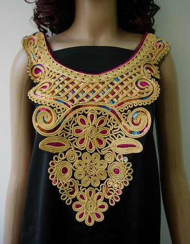 VB66 Colorful Victorian Bodice Sequined Corded Applique Sew On