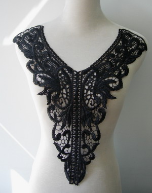 VY16-2 Victorian Style Y Bodice Venice Venise Applique Motif Blk VY16-2 Victorian Style Y Bodice Venice Venise Applique Motif Blk