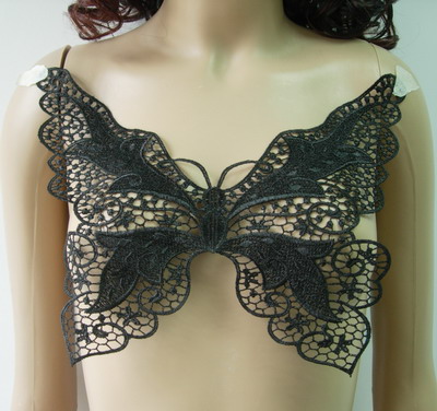 VY94 Black Butterfly Bodice Lace Venice Venise Applique Motif