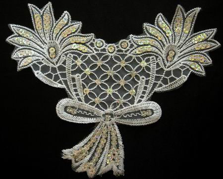 VF27 Lace Venice Sequin Applique Hologram Bowflower 2pcs VF27 Lace Venice Sequin Applique Hologram Bowflower 2pcs