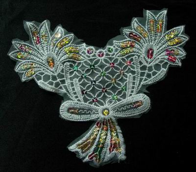 VF26 Lace Venise Venice Sequin Applique Multicolor Floral 2pcs VF26 Lace Venise Venice Sequin Applique Multicolor Floral 2pcs