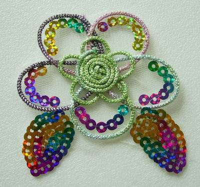 VF33 2pcs Venice Trim Cord Sequin Applique Colorful Flower