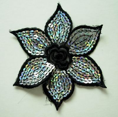 VF05 2pcs Black Petals Flower Venise Venice Applique VF05 2pcs Black Petals Flower Venise Venice Applique