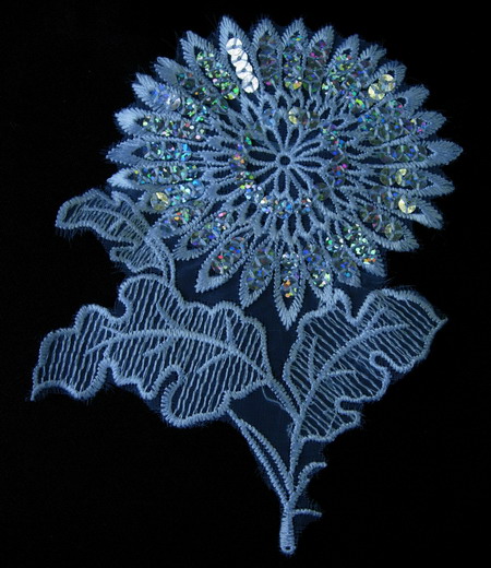 VF108 Embroidery Sequin Venice Applique Daisy Flower White x2