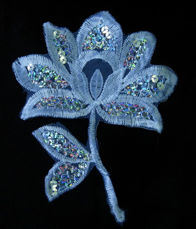 VF110 Embroidered Sequin Venice Applique Lotus Flower White x2 VF110 Embroidered Sequin Venice Applique Lotus Flower White x2