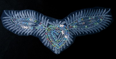 VF120 Winged Heart Venise Venice Sequin Applique Motif x2 - Click Image to Close