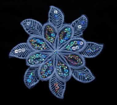 VF122 Tier Flower Snowflake Sequin Venise Applique Motif great for design 
