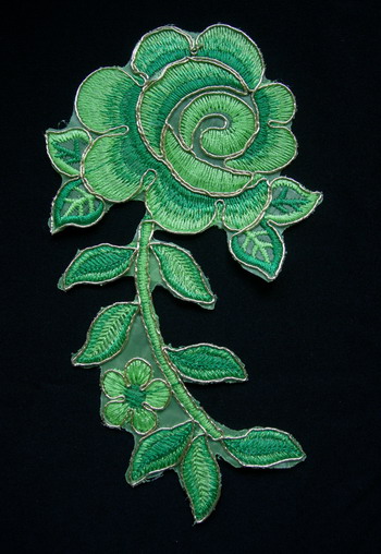 VF160 Green Tone Rose Floral Leaf Trimming Applique