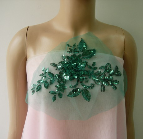VF203-3 D.Green Layered Floral Flower Sequin Embroidery Applique VF203-3 D.Green Layered Floral Flower Sequin Embroidery Applique