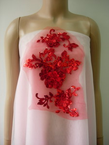 VF204-3 Red Layred Floral Flower Trim Sequin Embroidery Applique VF204-3 Red Layred Floral Flower Trim Sequin Embroidery Applique