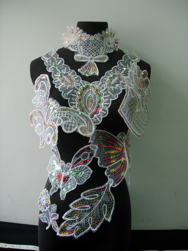 VF271 Assorted sequined Embroidered Lace Applique 8pcs VF271 Assorted sequined Embroidered Lace Applique 8pcs