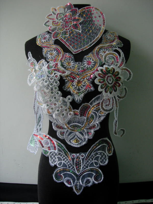 VF272 Assorted sequined Embroidered Lace Applique 7pcs VF272 Assorted sequined Embroidered Lace Applique 7pcs
