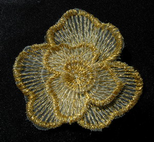 VF36 Metallic Gold Trim Venice Applique Layer Flower 4pcs