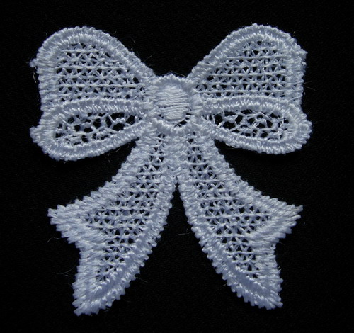 VT183 BOW Bows Lace Venise Venice Applique White 5pcs