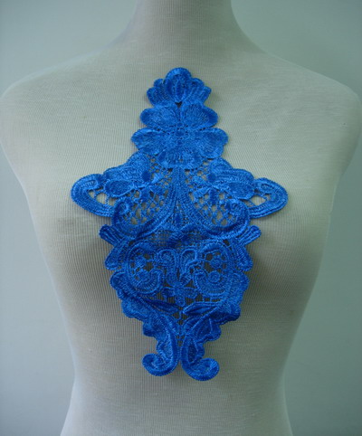 VT186 Vintage Front/Shoulder Lace Venise Venice Applique Blue 2 - Click Image to Close