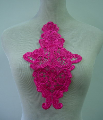 VT187 Vintage Front/Shoulder Lace Venise Applique Fuchsia 2 - Click Image to Close