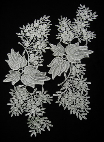 VT233 Mirror Pair Leaves Leaf Tree Venise Venice Applique Cream - Click Image to Close