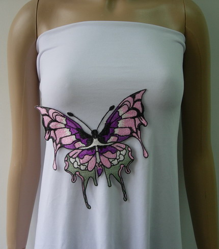 VT309 Colorful Cute Butterfly Front Embroidered Applique Motif