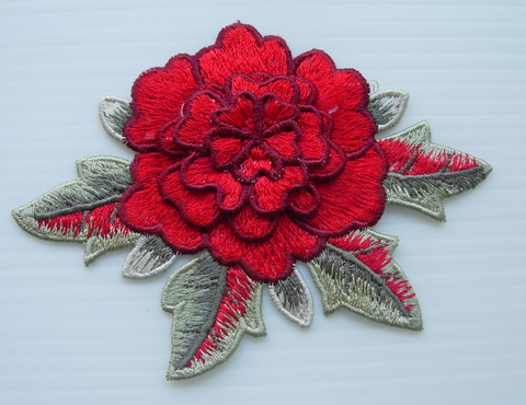 VT375 Red Tone Tier Flower Peony Rose Daisy Venise Applique 2pcs - Click Image to Close