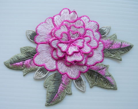 VT376 Pink Tier Flower Peony Rose Daisy Venise Applique 2pcs