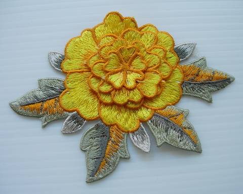 VT377 Yellow Tier Flower Peony Rose Daisy Venise Applique 2pcs