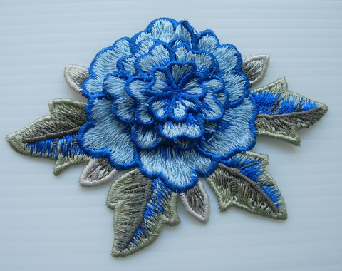 VT378 Blue Tier Flower Peony Rose Daisy Venise Applique 2pcs