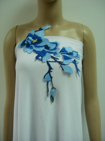 VT447 Blue-Tone Flower Floral Embroidered Venise Applique VT447 Blue-Tone Flower Floral Embroidered Venise Applique