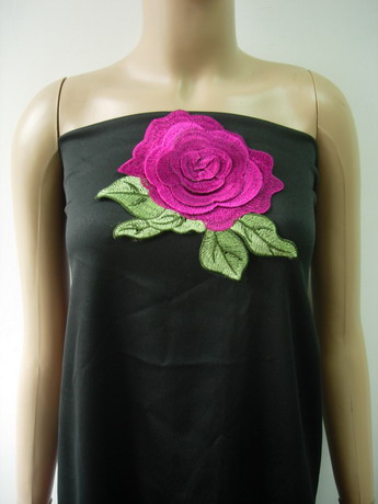 VT449 Fuchsia Tier Rose Peony Flower Embroidered Venise Applique VT449 Fuchsia Tier Rose Peony Flower Embroidered Venise Applique
