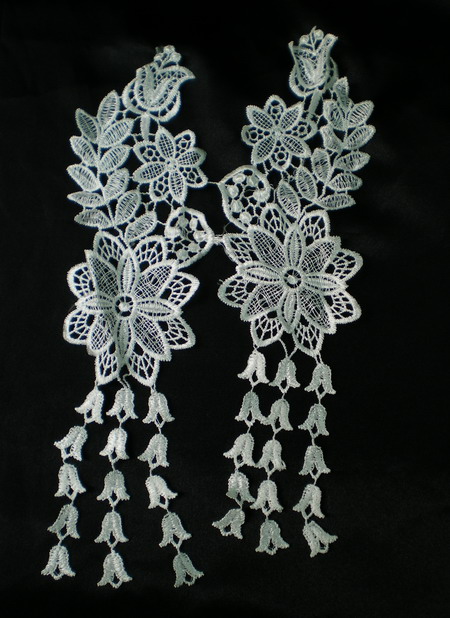 VT45 Mirror Pair Tassel Floral Lace Venise Venice Applique Cream VT45 Mirror Pair Tassel Floral Lace Venise Venice Applique Cream