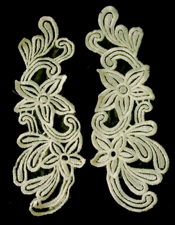 VT49 Ivory Mirror Left Right Flowers Venise Venice Applique